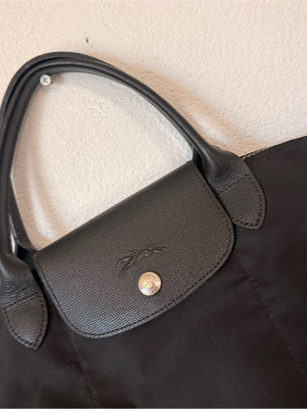 LONGCHAMP Le Pliage Neo Nylon Top Handle Bag Black with Long Strap - Picture 3 of 12